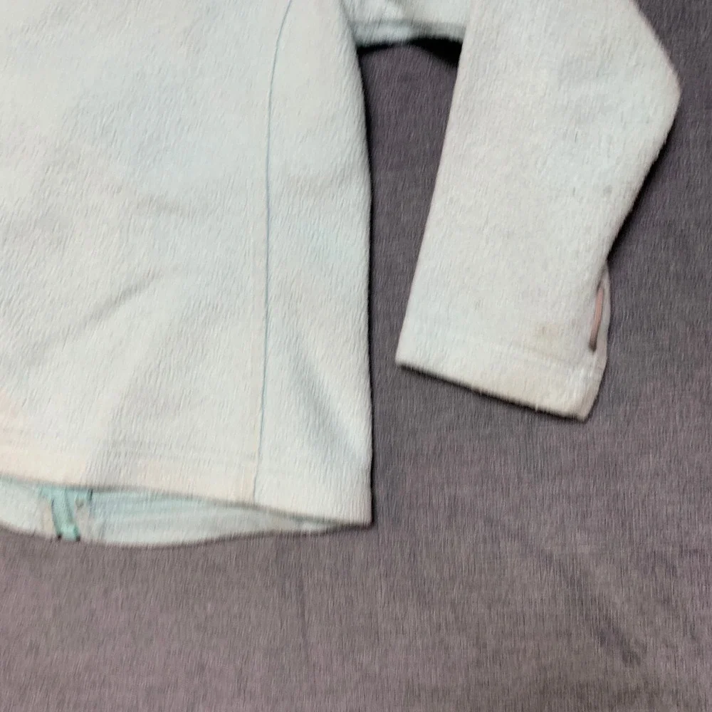 Columbia Fleece Jacket Girls XS Aqua Logo Mock Neck Long Sleeve Full Zip Winter
